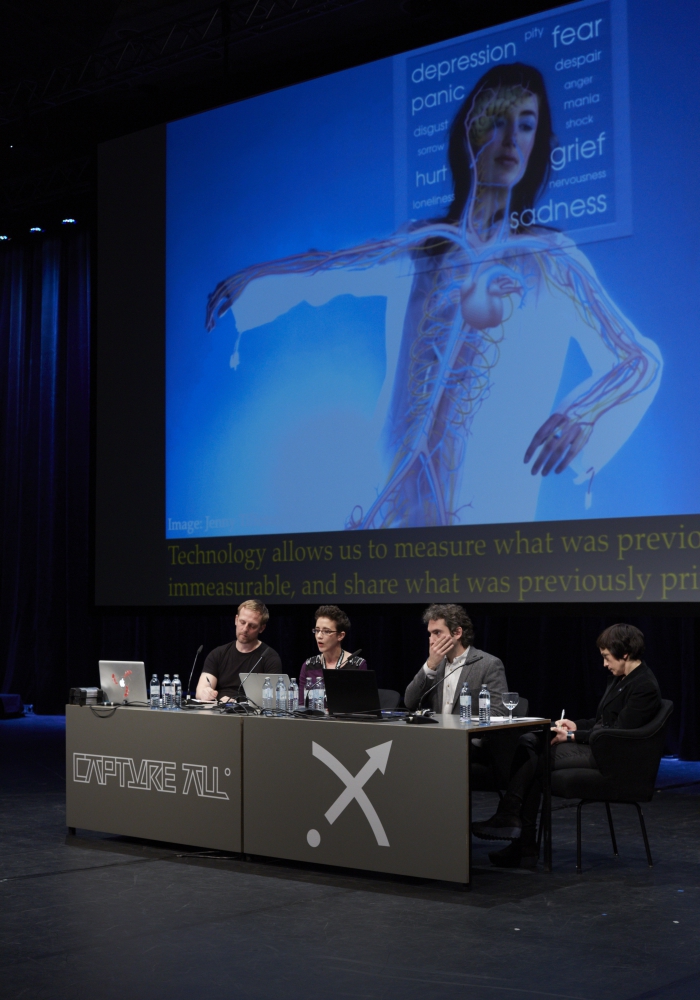 Picture of Mark Butler, Jennifer Whitson, Paolo Ruffino and Daphne Dragona (left to right) at "All Play and No Work: The Quantified Us"
