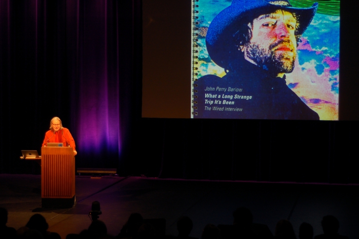 Picture of Bruce Sterling at "afterglow effects: transmediale 2014 opening ceremony"