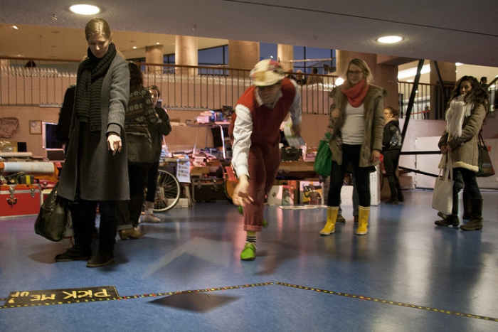 Impression of "MORT AUX VACHES EKSTRA EXTRA – THE GIVE AWAY!" by Goodiepal, transmediale 2012 in/compatible
