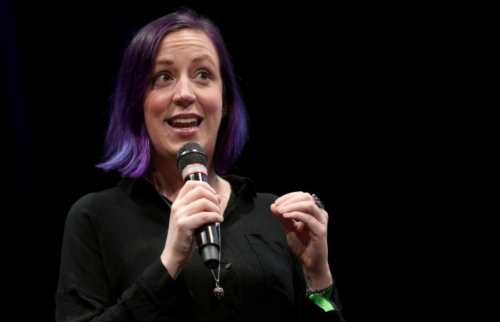 Jillian C. York at the opening ralley of transmediale 2018 face value