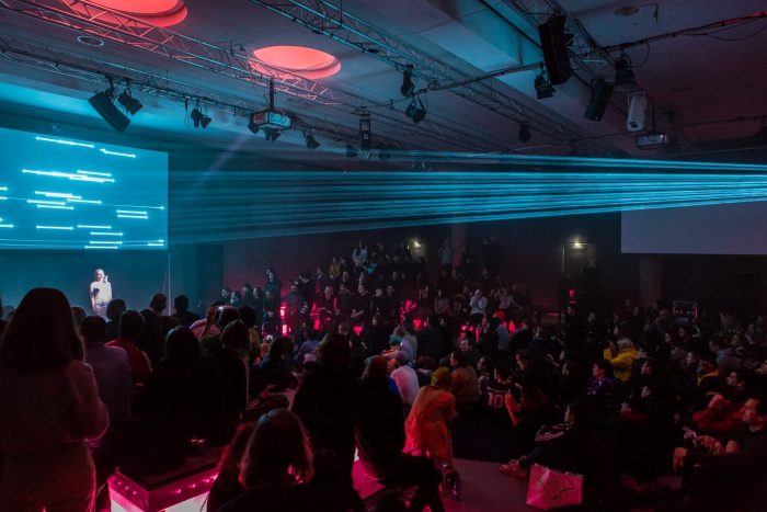 Marija Bozinovska Jones' performance Fascia 18100619013 at transmediale 2019