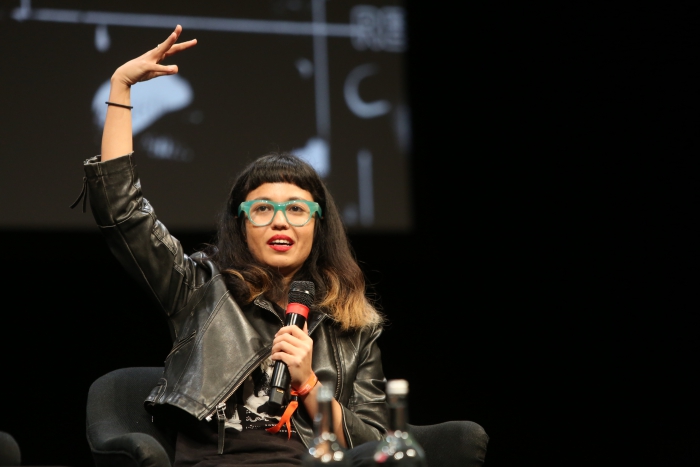 Jackie Wang during her keynote Carceral Temporalities and the Politics of Dreaming at transmediale 2019